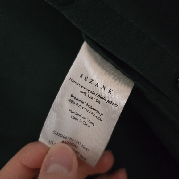 Sezane Vito Silk Shirt Bottle Green - Size 10, VGUC - Picture 4 of 5